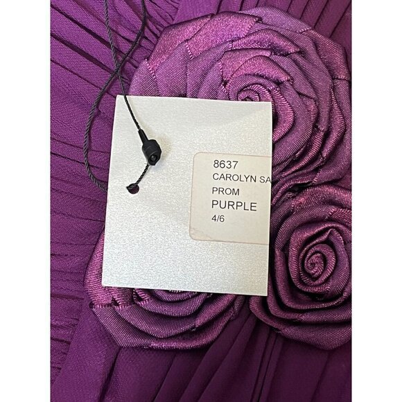 Purple Formal Dress NWT Roses Detail Holiday Party Winter Dance Size 4/6 - Picture 9 of 11